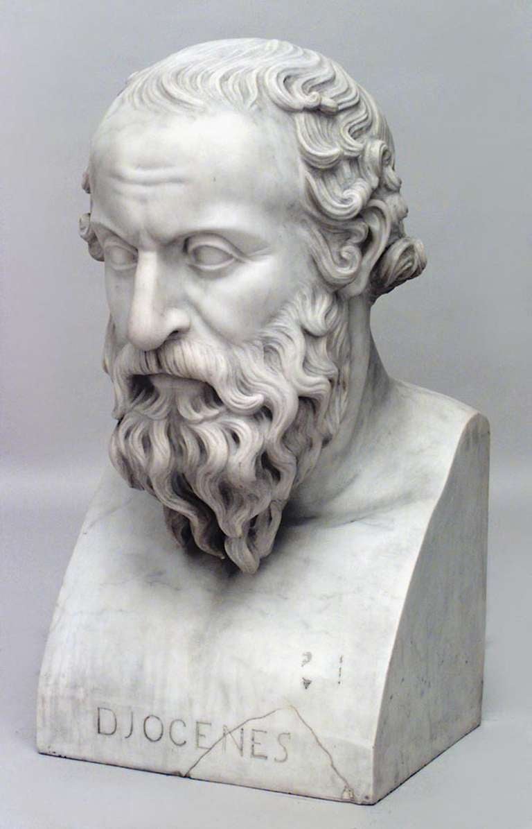Classical Greek Pair of Neo-classic Marble Diogenes & Socrates Busts For Sale