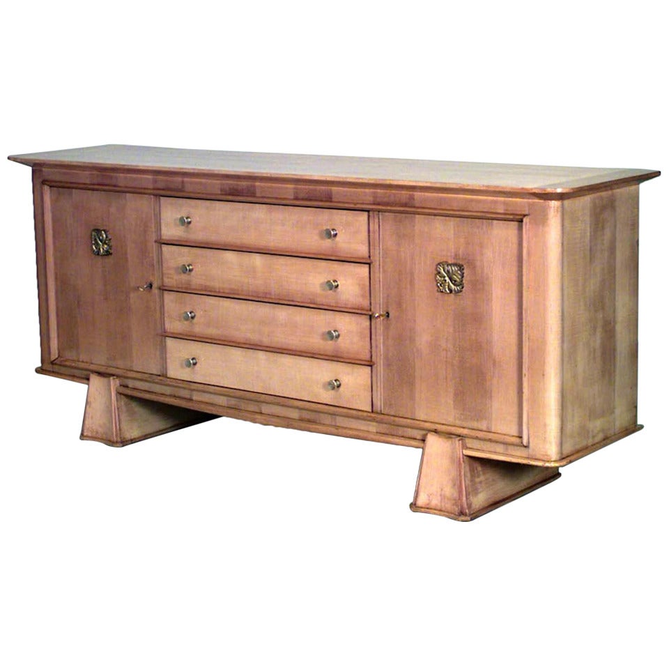 French Mid-Century Sycamore Sideboard For Sale