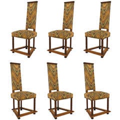 Set Of Six Upholstered Arts & Crafts Side Chairs 8