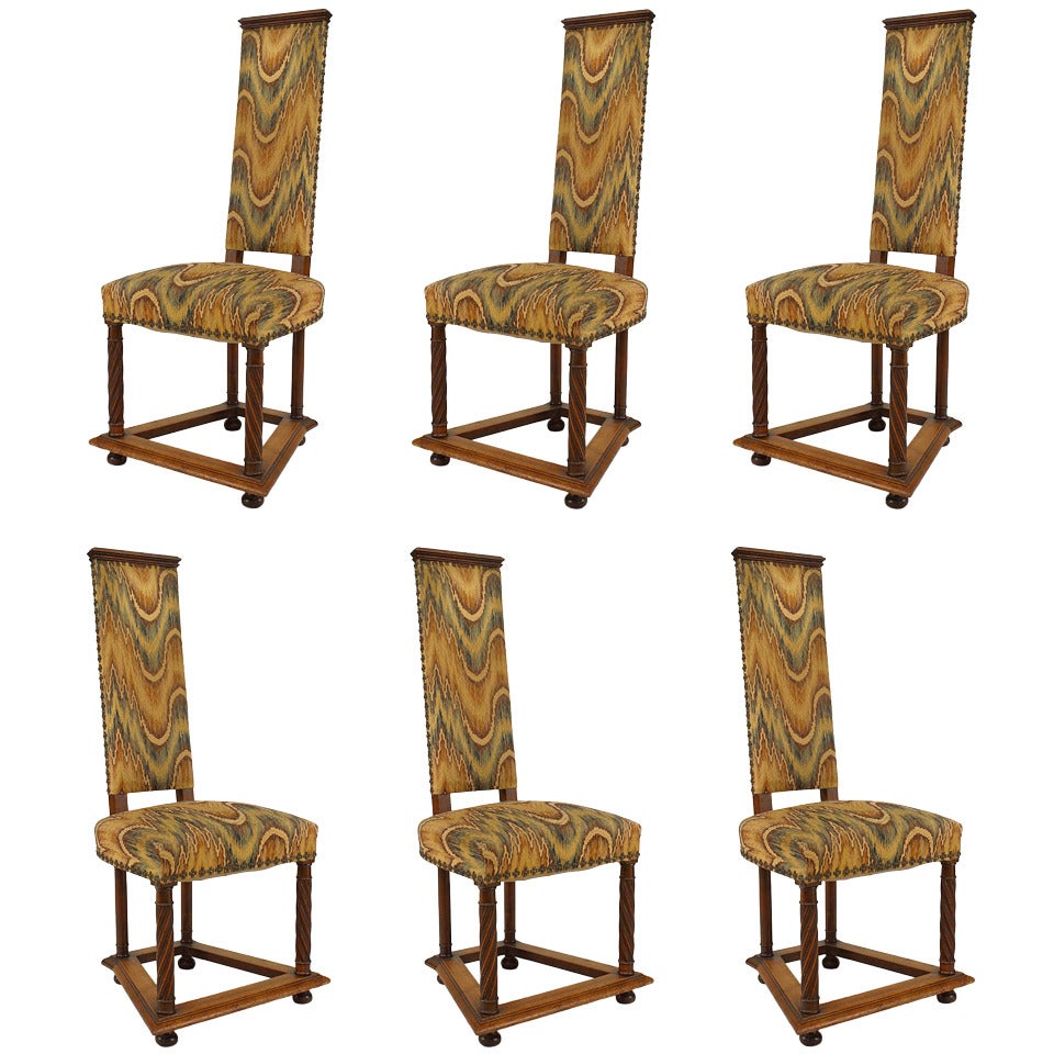 Set of 6 English Arts & Crafts Swirl Side Chairs