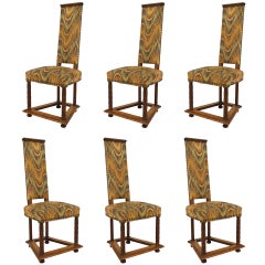 Set of 6 English Arts & Crafts Swirl Side Chairs