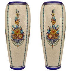 Pair of Stamped and Numbered Belgian Art Deco Vases 2