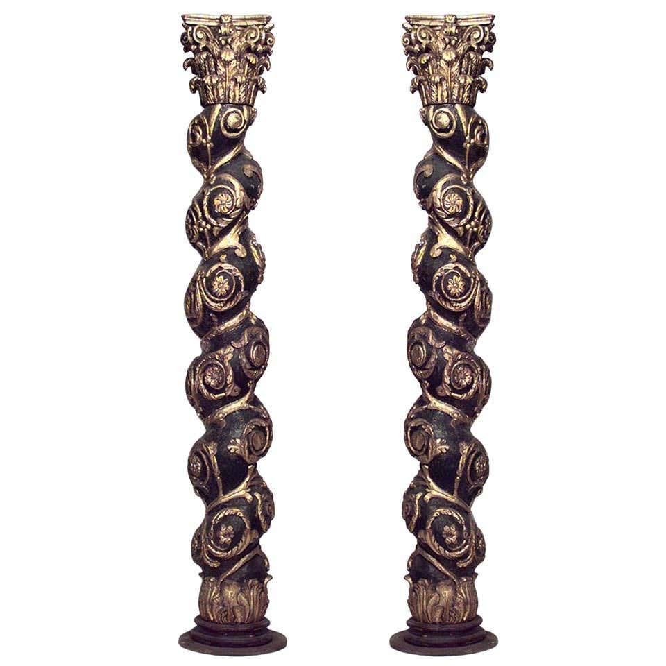 Set of 4 Italian Rococo Painted Carved Columns For Sale at 1stDibs ...