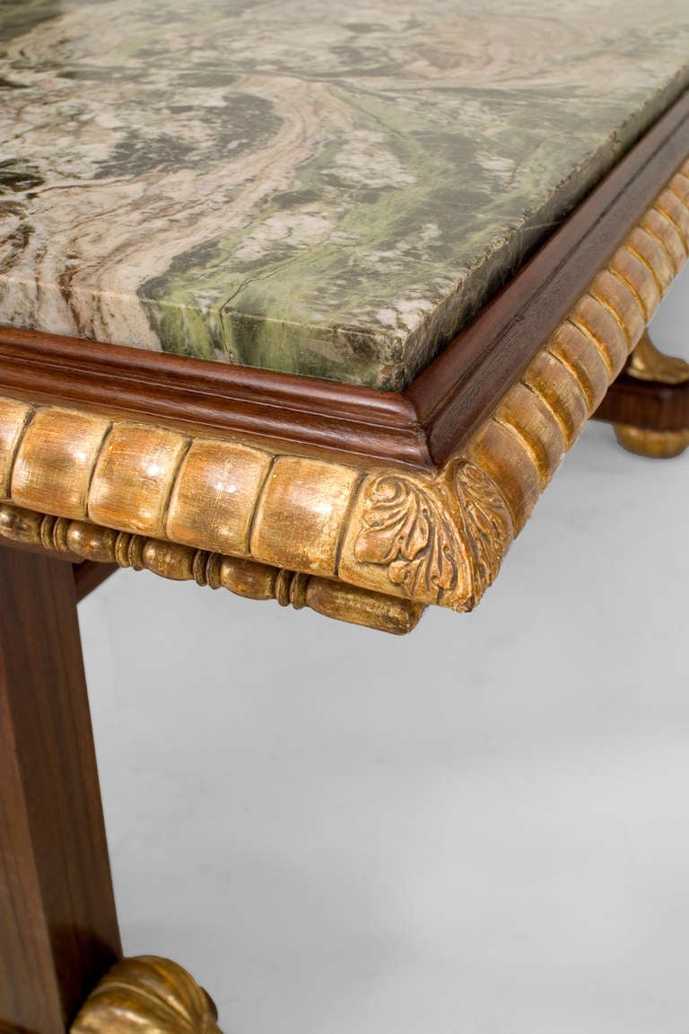 19th Century English Regency Jasper Marble and Mahogany Center Table For Sale