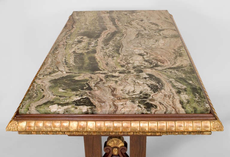 English Regency Jasper Marble and Mahogany Center Table For Sale 2