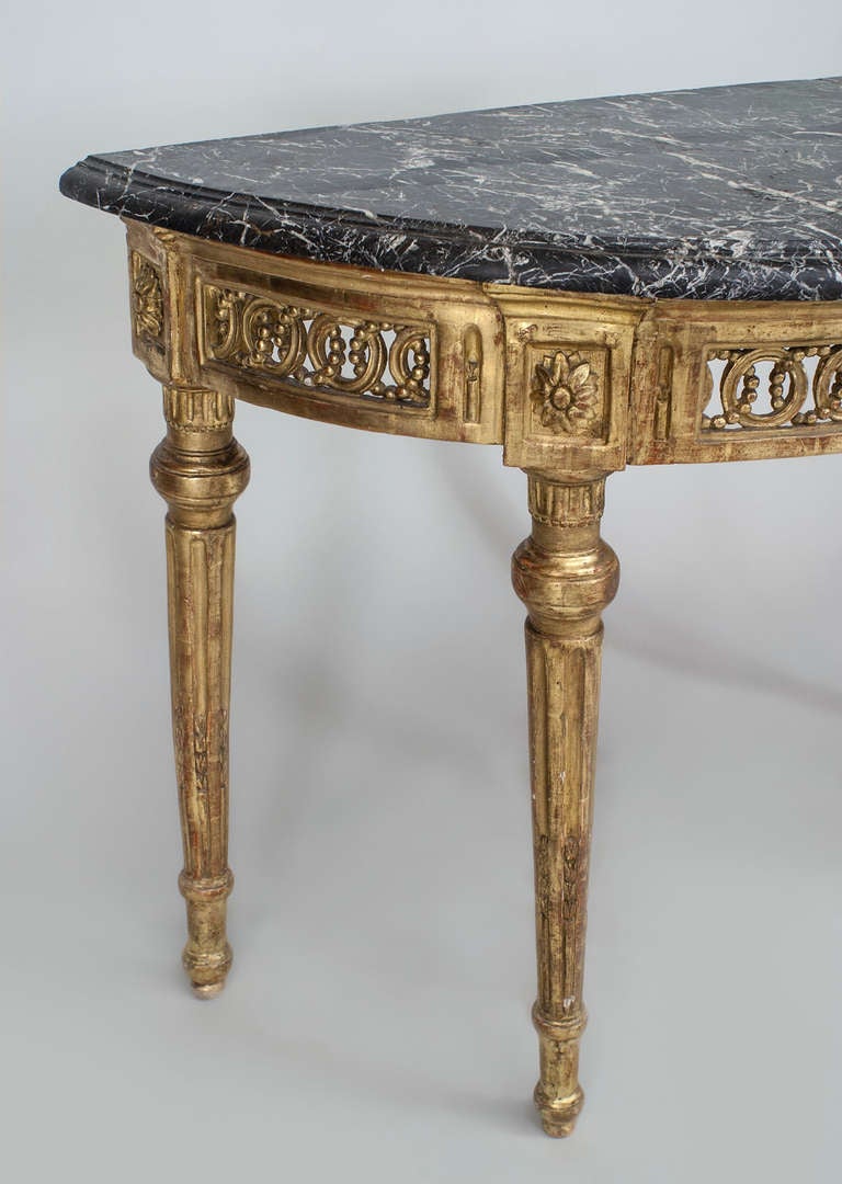 Neoclassical 18th c. Italian Demi-Lune Console Table