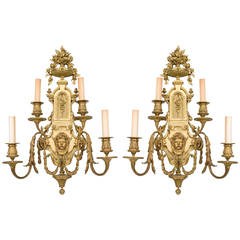 Pair of 19th Century French Neoclassical Bronze Wall Sconces 5