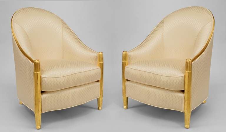 Pair of Joubert et Petit Gilt Spoon Design Club Chairs