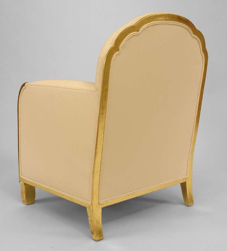 MAURICE DUFRENE Pair of French Art Deco Gilt Club Chairs For Sale 3