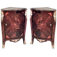 Pair of French Louis XV Corner Cabinets