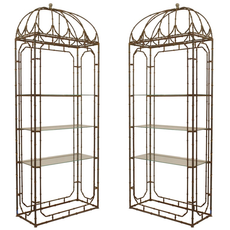 Pair of Regency-style faux bamboo étagères, early 20th century, offered by Newel