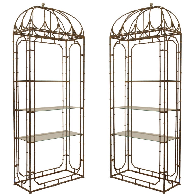 Pair of Regency-style faux bamboo étagères, early 20th century, offered by Newel