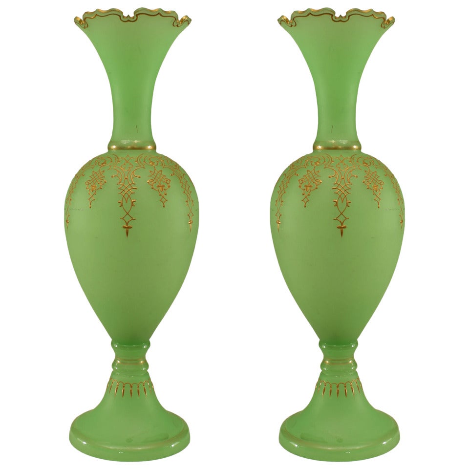 Elegant Pair of 19th c. French Opaline Vases