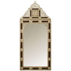 Monumental 20th c. Moorish Style Mother of Pearl Inlaid Mirror