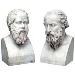 Pair of 19th Century Marble Busts Portraying Classical Philosophers 5