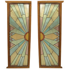 Pair of French Art Deco Stained Glass Doors