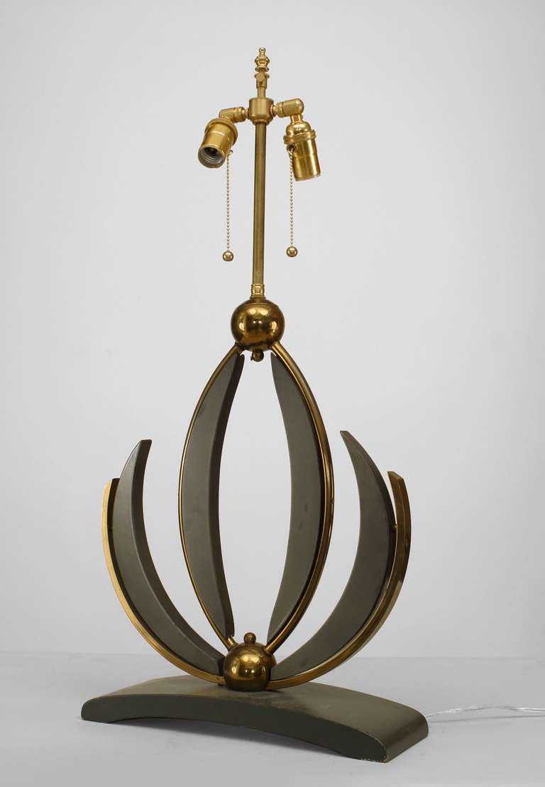 American Pair of Mid-Century Modern Lotus Table Lamps