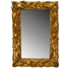 18th c. Italian Rococo Gilt Wood Wall Mirror 1