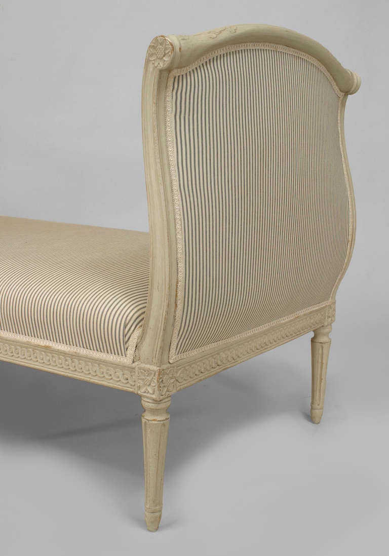 French Carved Louis XVI Daybed With Striped Upholstery