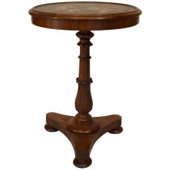 Regency Mahogany End Table with Inlaid Turtle Stone Top