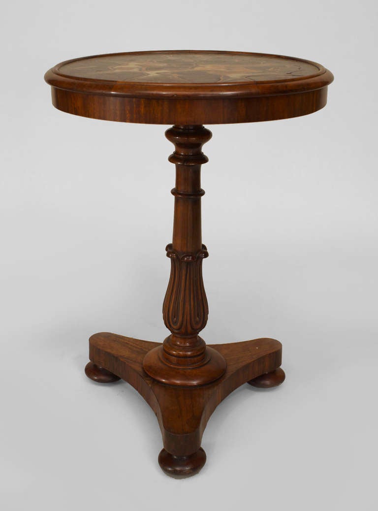 Regency Mahogany End Table with Inlaid Turtle Stone Top