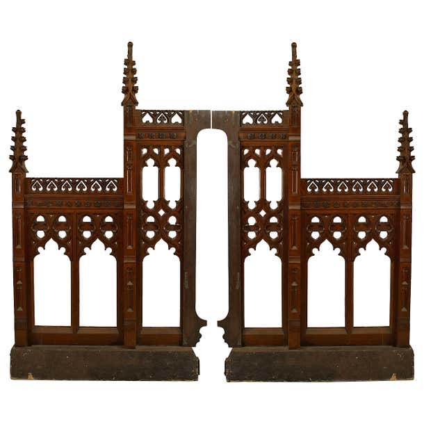 Pair of English Gothic Revival Oak Railings For Sale at 1stDibs ...