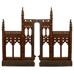 Antique Pair of English Gothic Revival Oak Railings