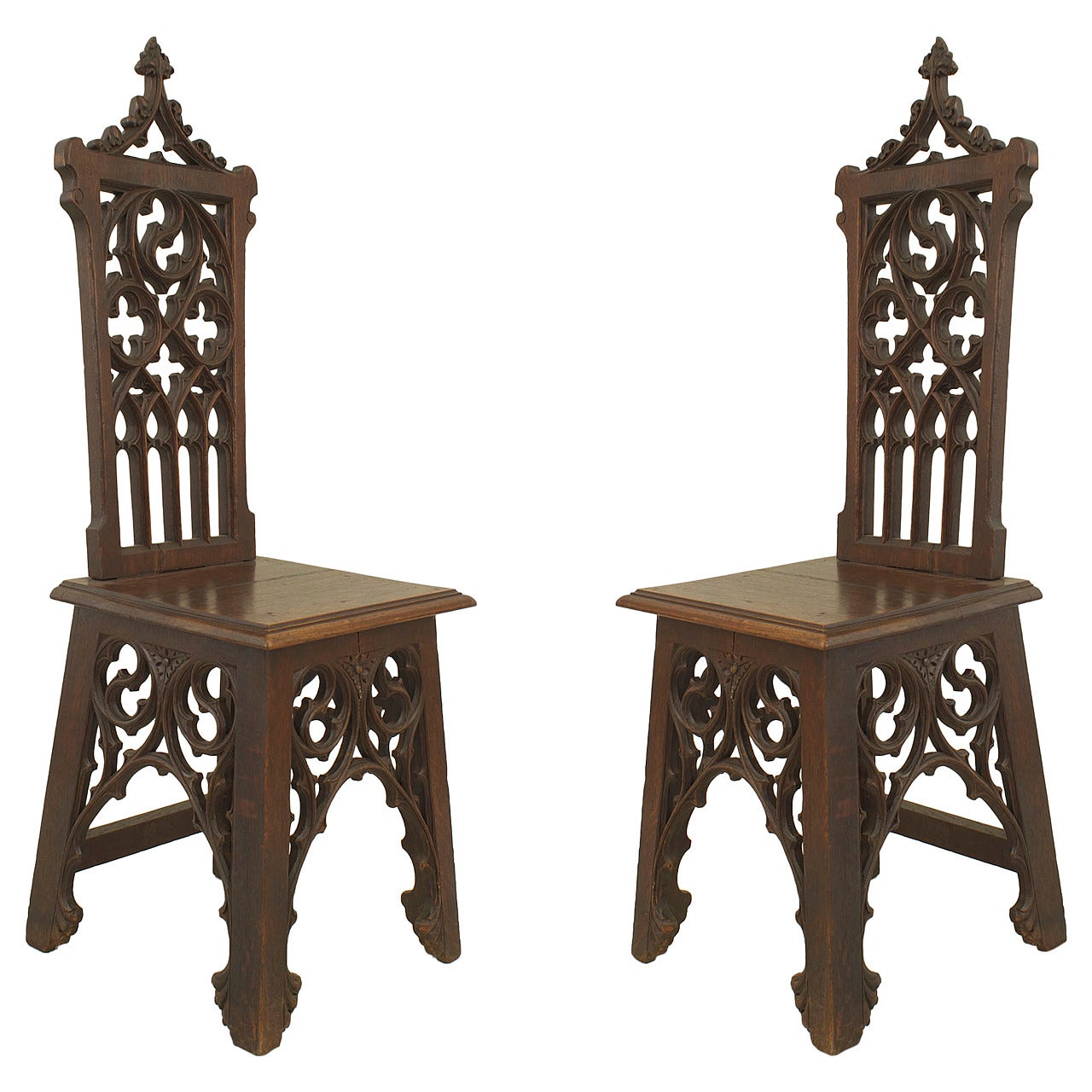 Pair of English Gothic Style Side Chairs