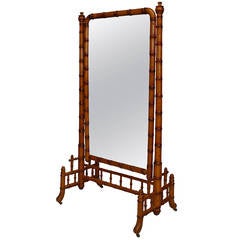 American Faux Bamboo Maple Cheval Mirror