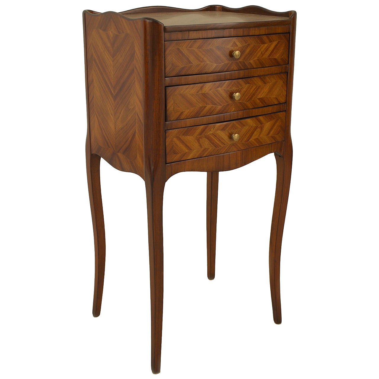 French Louis XV Style Tulipwood Veneer Bedside Table For Sale