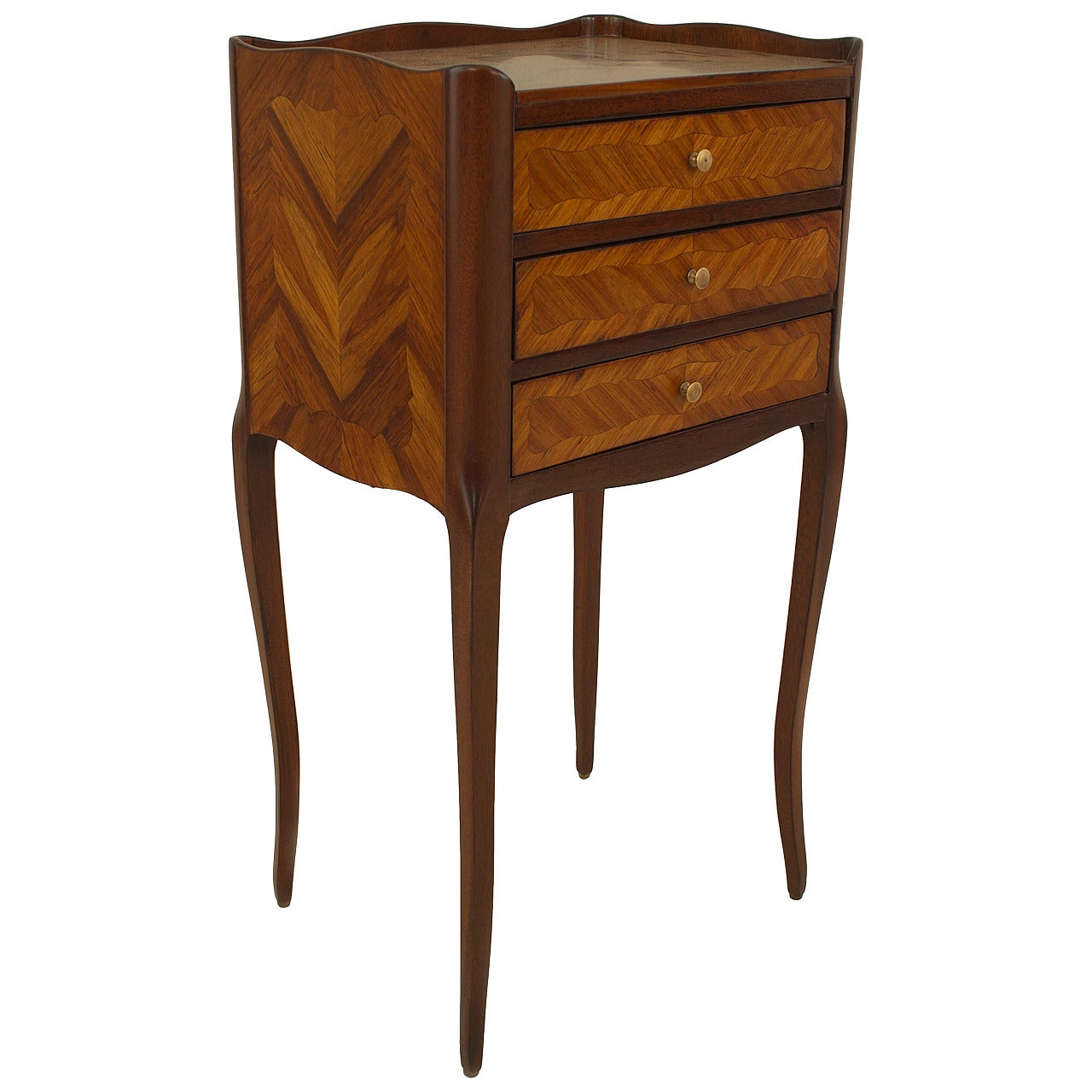 French Louis XV Style Tulipwood Veneer Table Commode For Sale