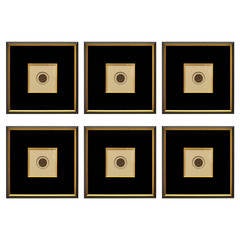 Set of Six 19th Century French Framed Bronze Monarch Medals