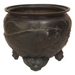 Large 19th Century Japanese Meiji Period Kyoto School Bronze Urn 1