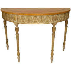English George III Parcel-Gilt Demilune Console with Inlaid Top, circa 1780 6