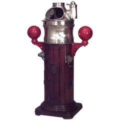 Bocina de barco victoriana de latón y madera