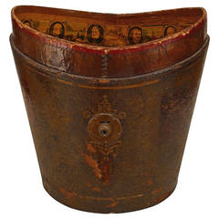 19th Century American Red Leather Top Hat Box with Decoupage Memorabilia 9