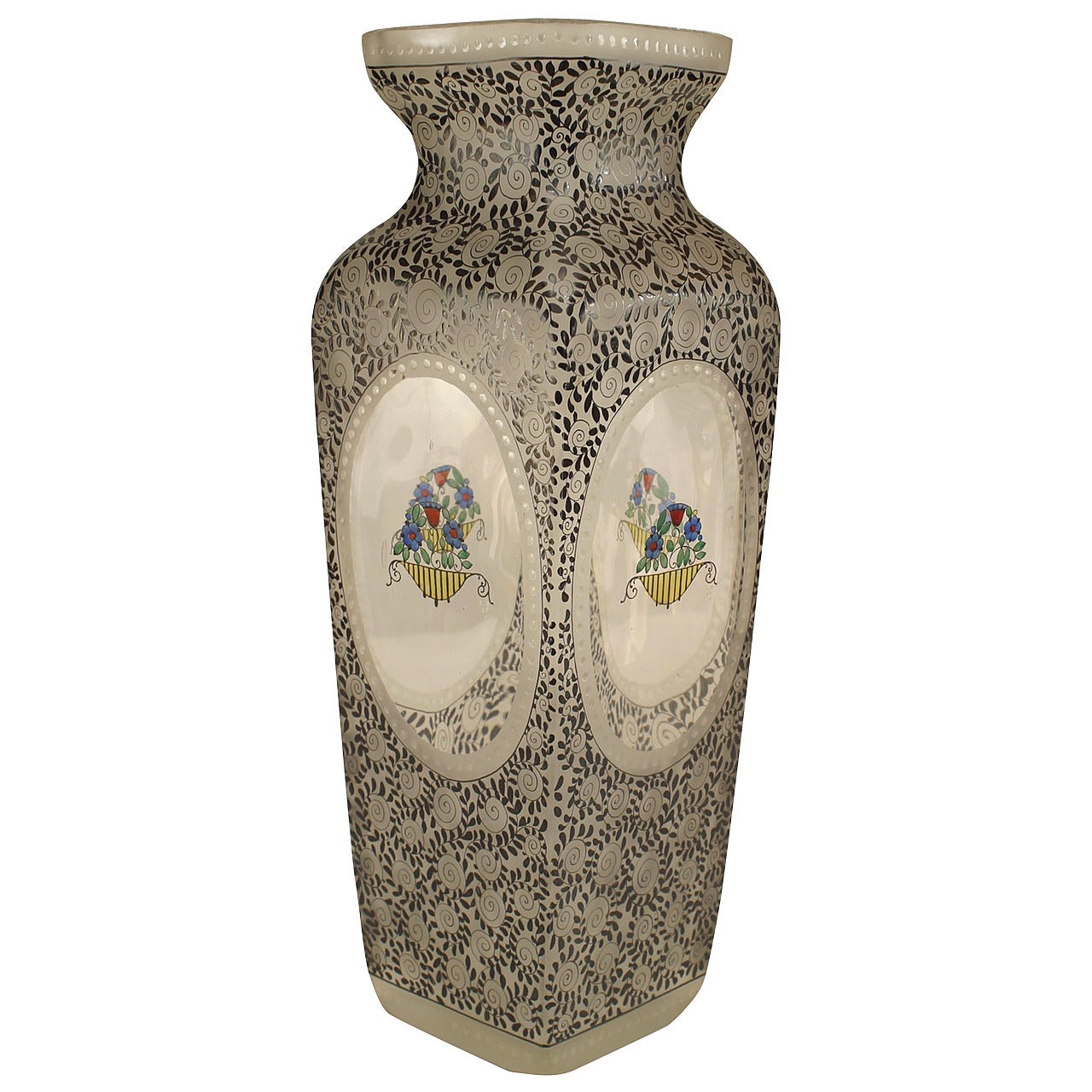 Bohemia Secessionist Floral Glass Vase For Sale