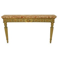 18th Century Italian Neoclassical Green Painted and Parcel Gilt Console 1