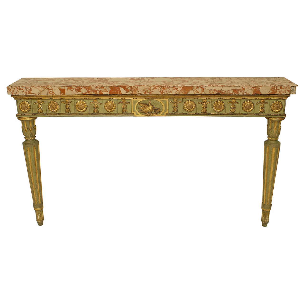Italian Neo-Classic Gilt and Marble Top Console Table