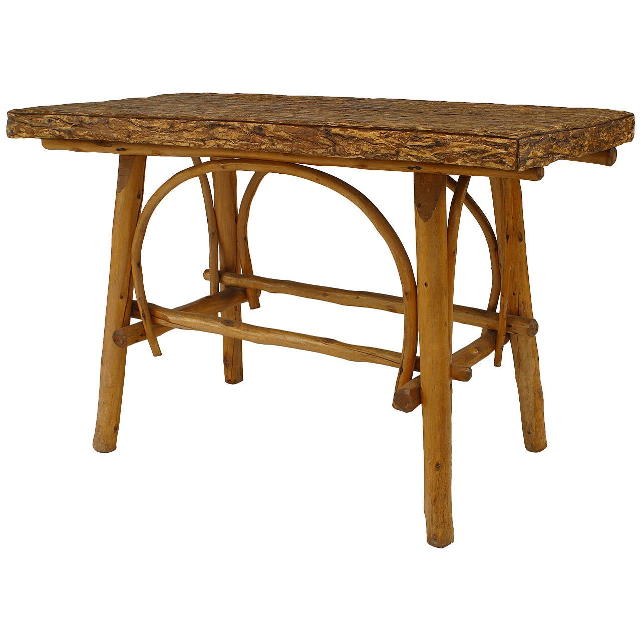 Turn of the Century American Adirondack Style Barked Center Table For