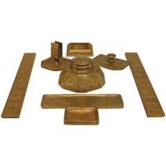 7-Piece American Victorian Bronze Zodiac Desk Set