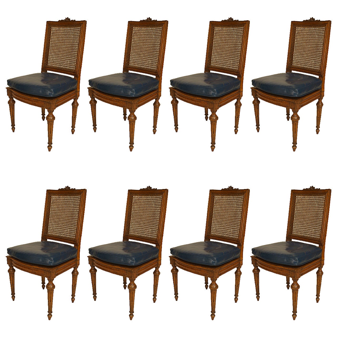 Set of 8 Louis XVI Beech Wood Side Chairs For Sale