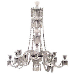 19th Century French Baccarat Crystal and Opaline Glass Chandelier