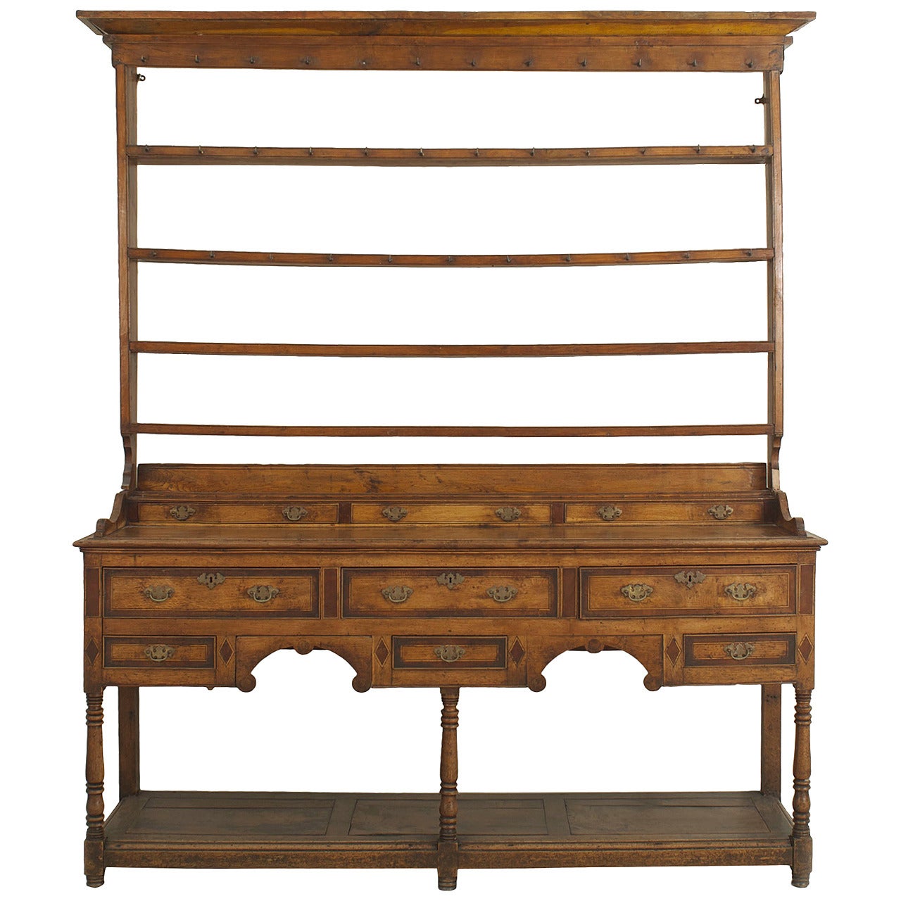 English Country Walnut Hutch For Sale