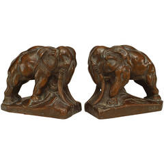 Pair of 20th Century Continental Bronze Elephant Bookends 7