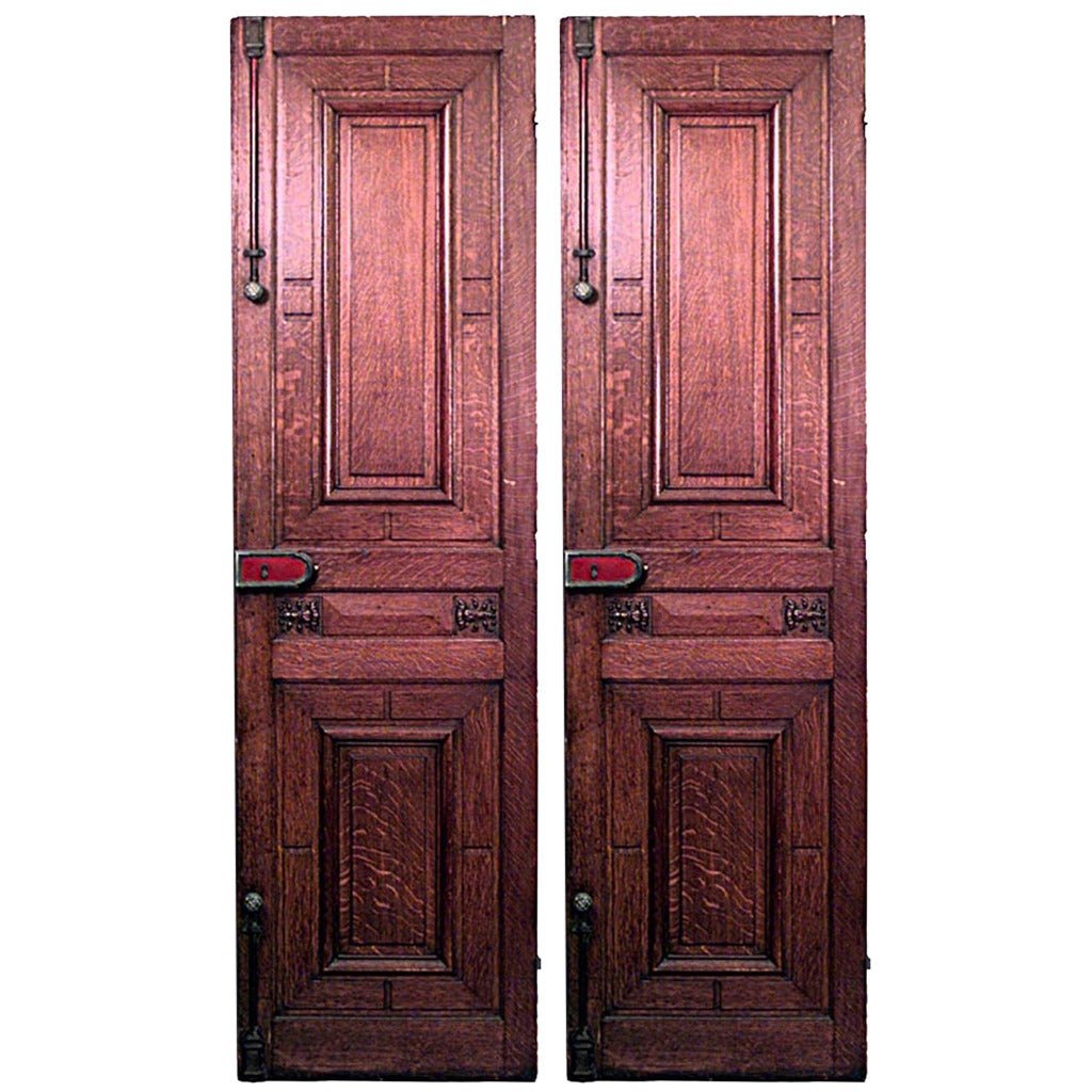 Pair of 19th Century English Carved Oak Panel Doors For Sale at 1stDibs