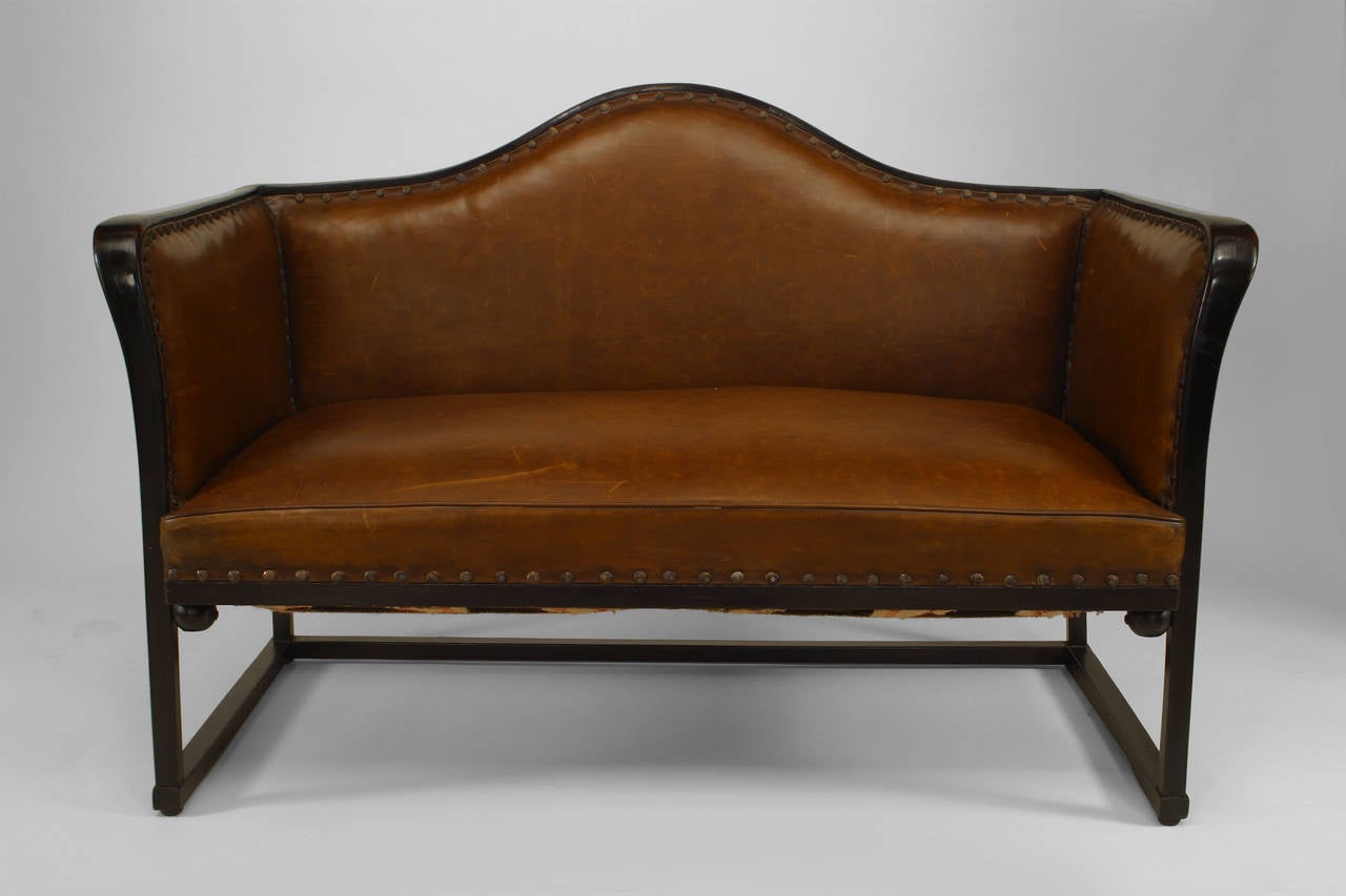 Vienna Secession Bentwood Secessionist Leather Loveseat