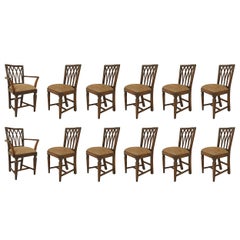 Set of 12 English Country Walnut Chairs