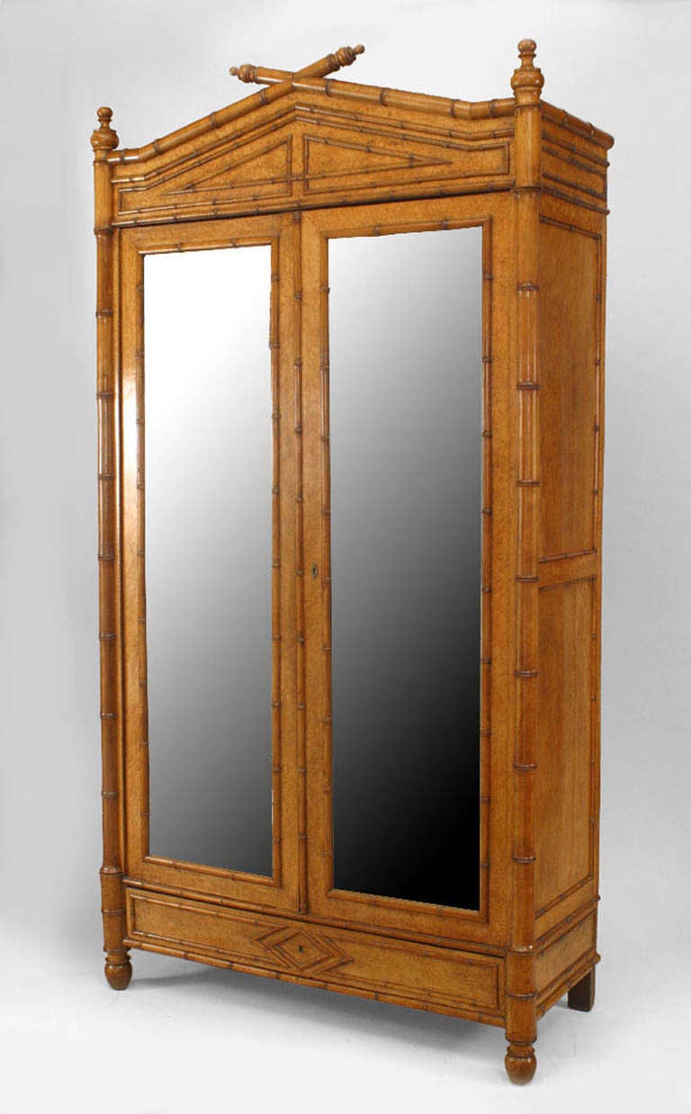 19th c. French Faux Bamboo Armoire In Excellent Condition In New York, NY