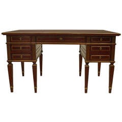 19th c. Russian Leather Topped Mahogany Desk